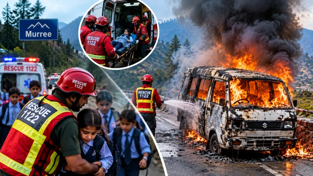 school van fire in Murree